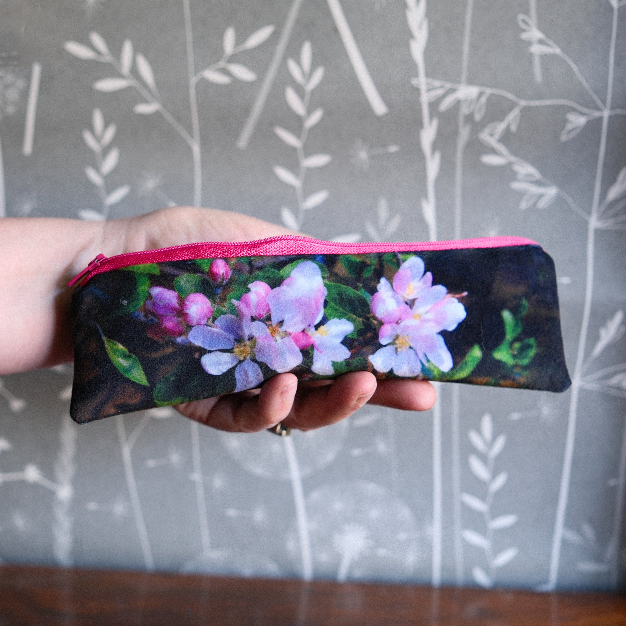 Apple Blossom Velvet Pencil Case