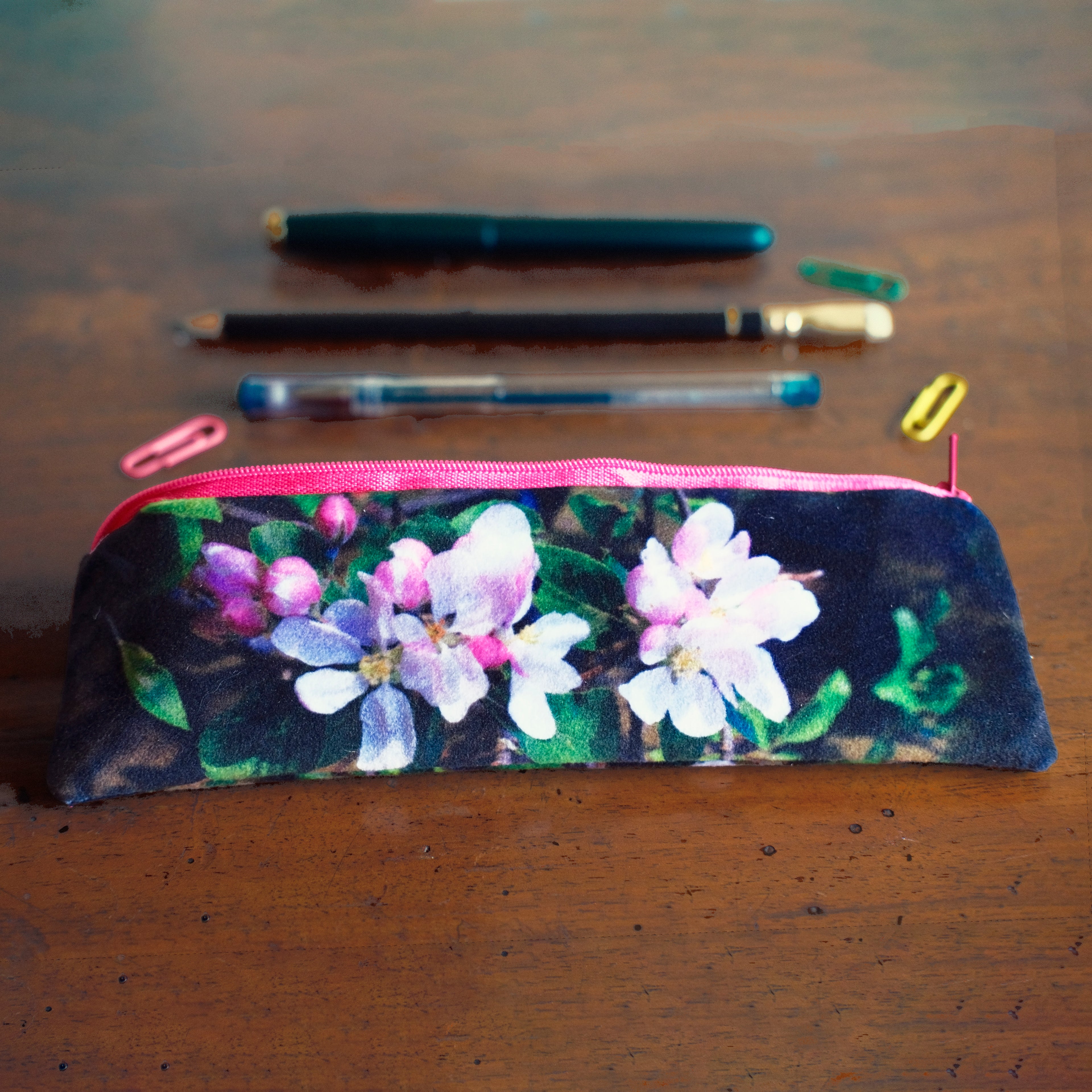 Apple Blossom Velvet Pencil Case