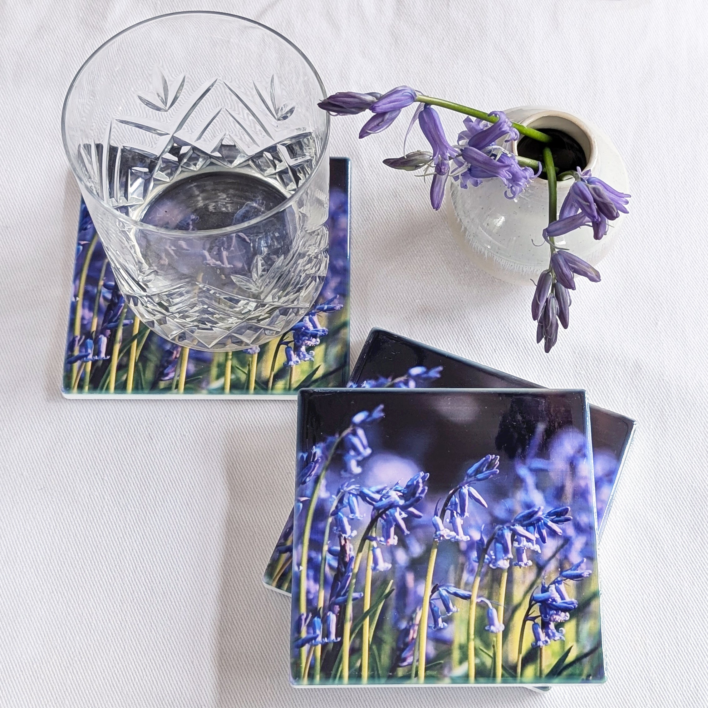 Bluebell ceramic coasters - set of 4