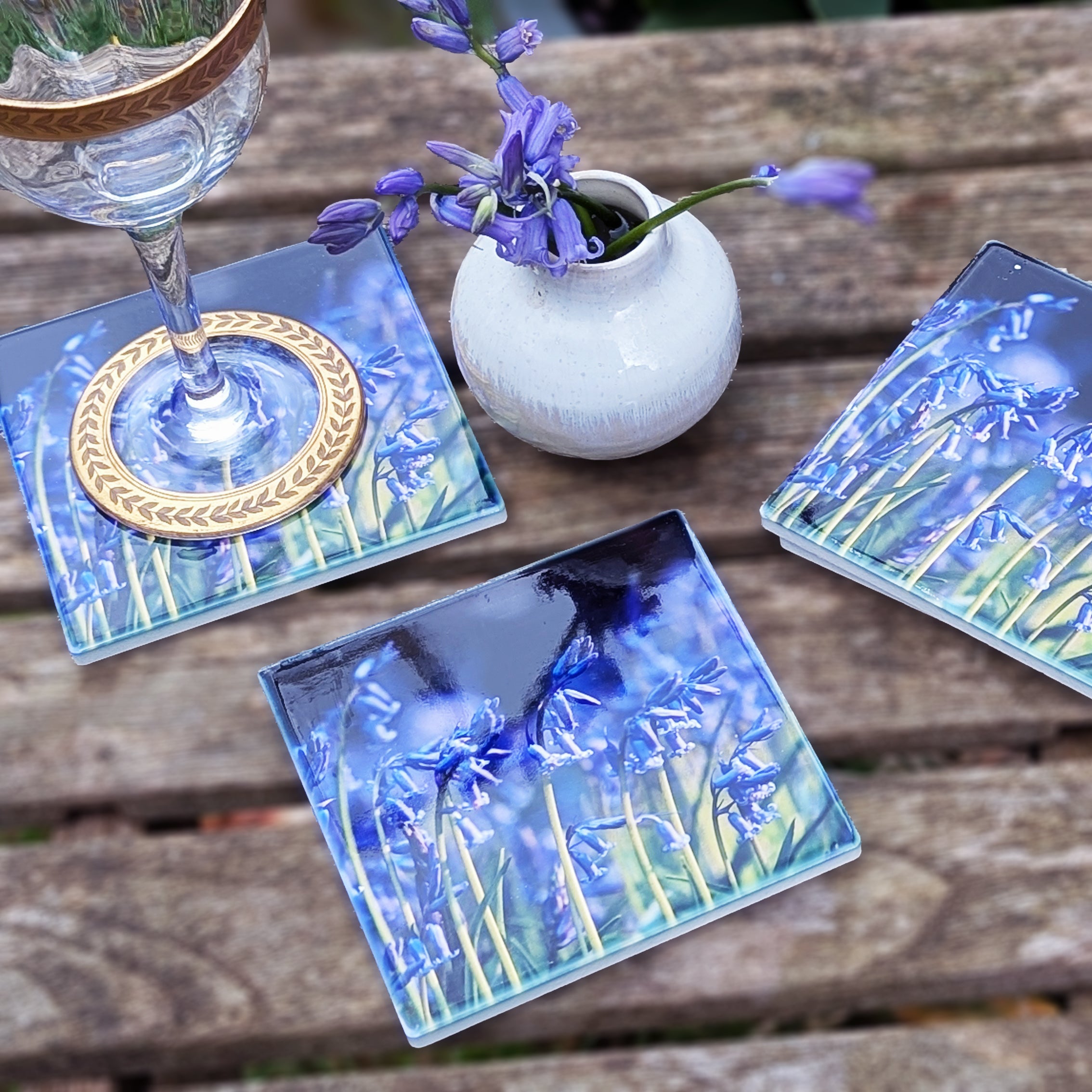 Bluebell ceramic coasters - set of 4