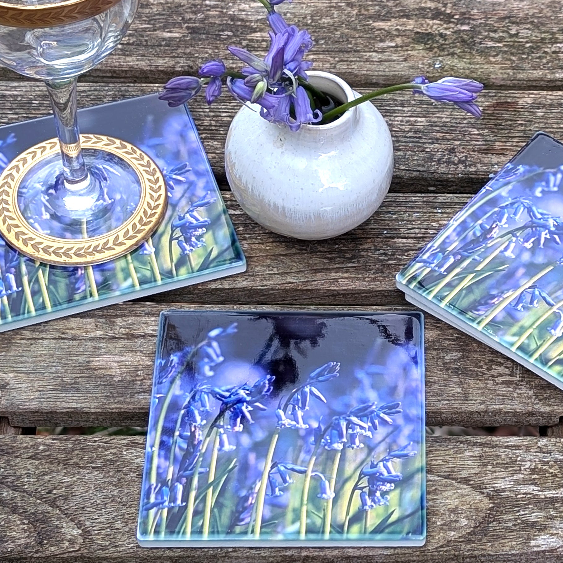 Bluebell ceramic coasters - set of 4