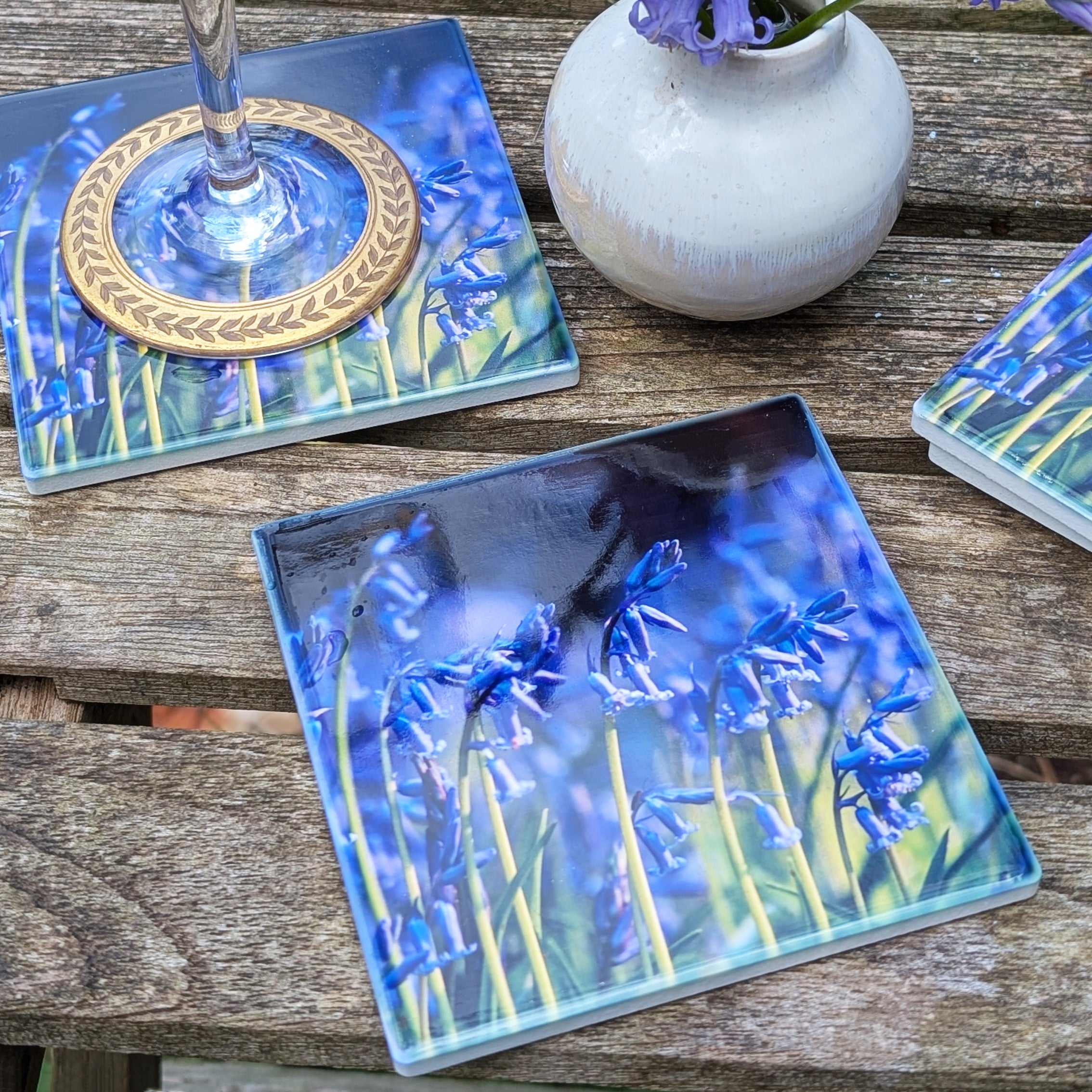Bluebell ceramic coasters - set of 4