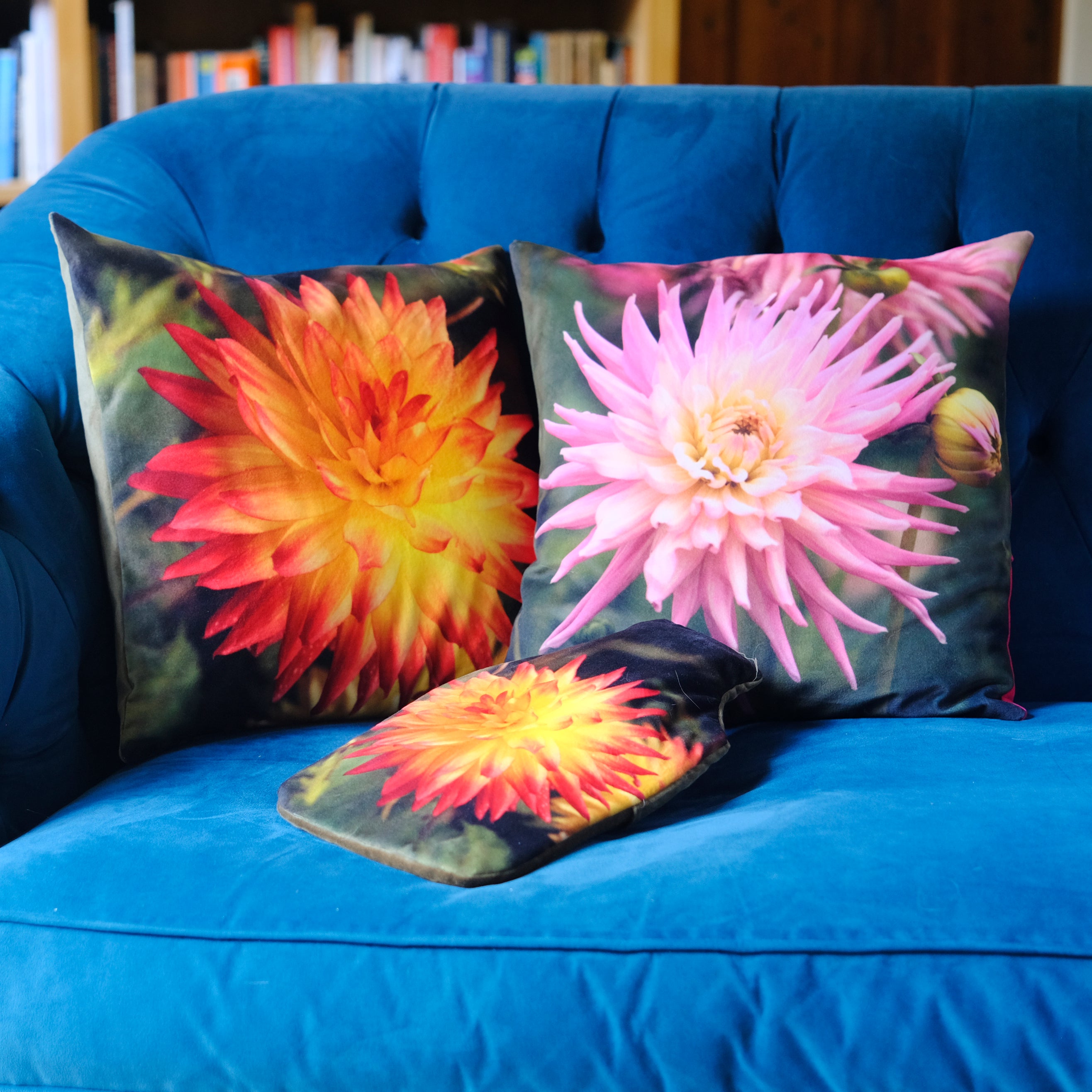 Pink Dahlia Velvet Cushion sample