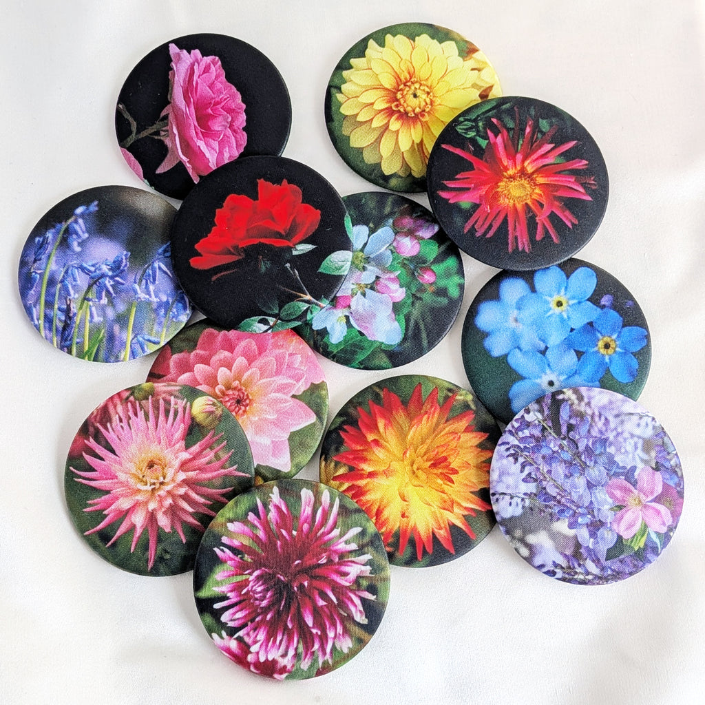 Flower fabric pocket mirror - choice of 12 Designs