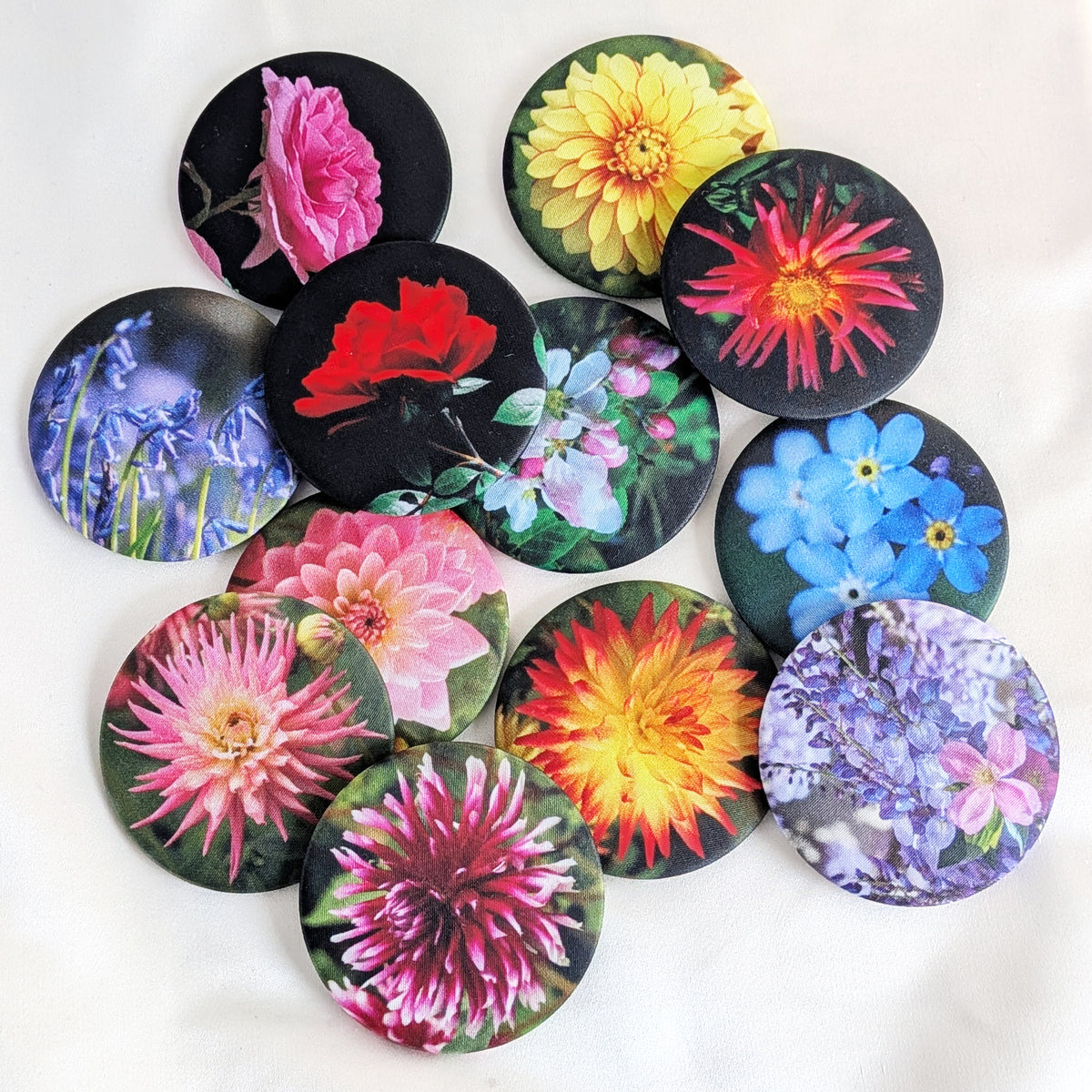 Flower fabric pocket mirror - choice of 12 Designs