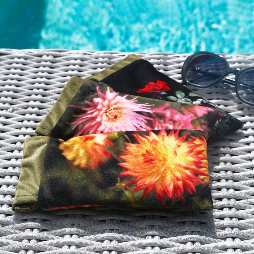 Orange Dahlia Velvet Glasses Case