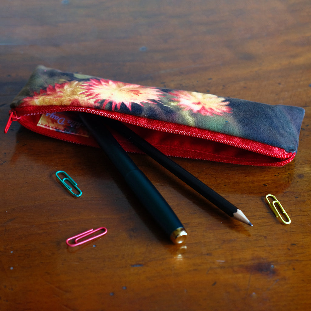 Orange Dahlia Velvet Pencil Case