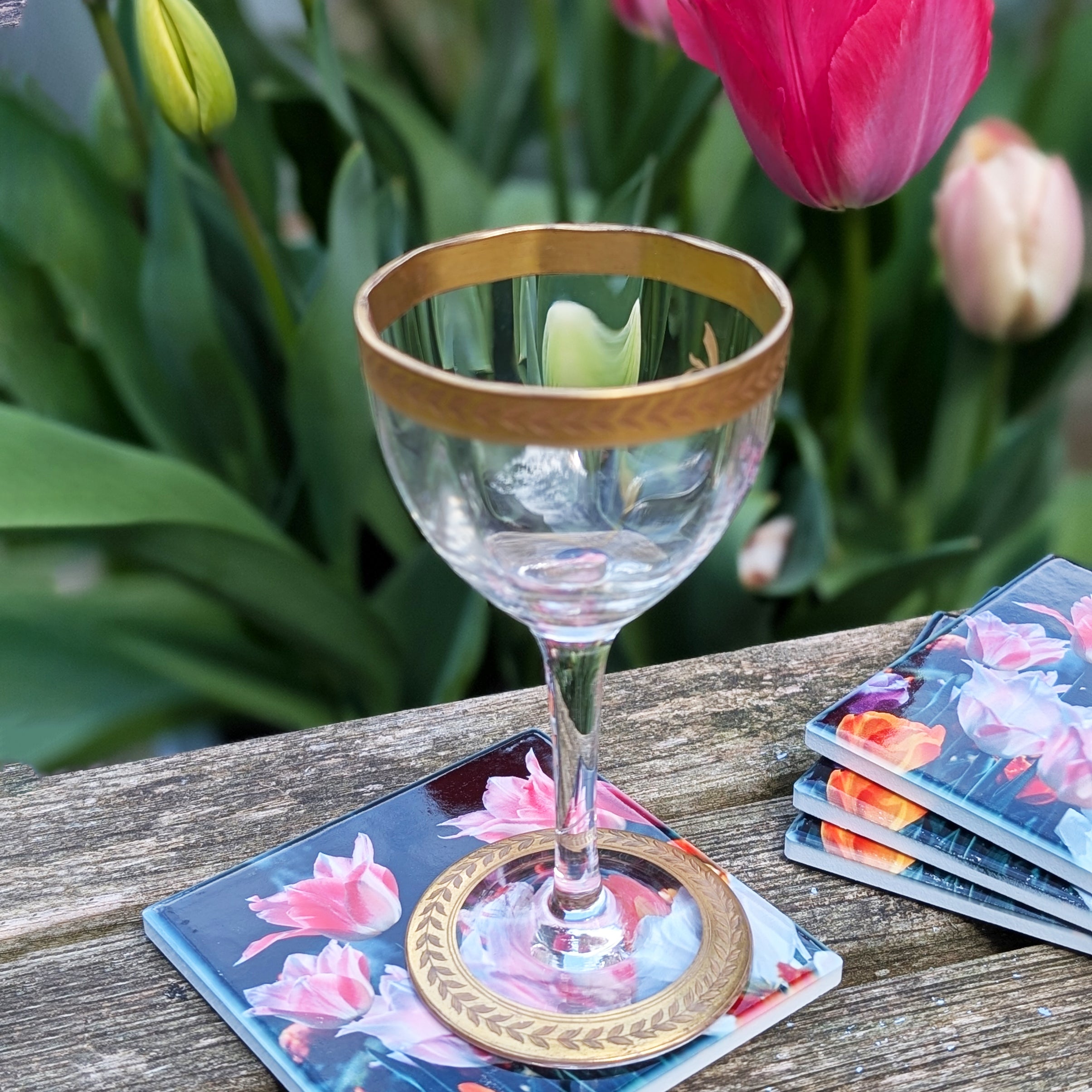 Tulip ceramic coasters - set of 4