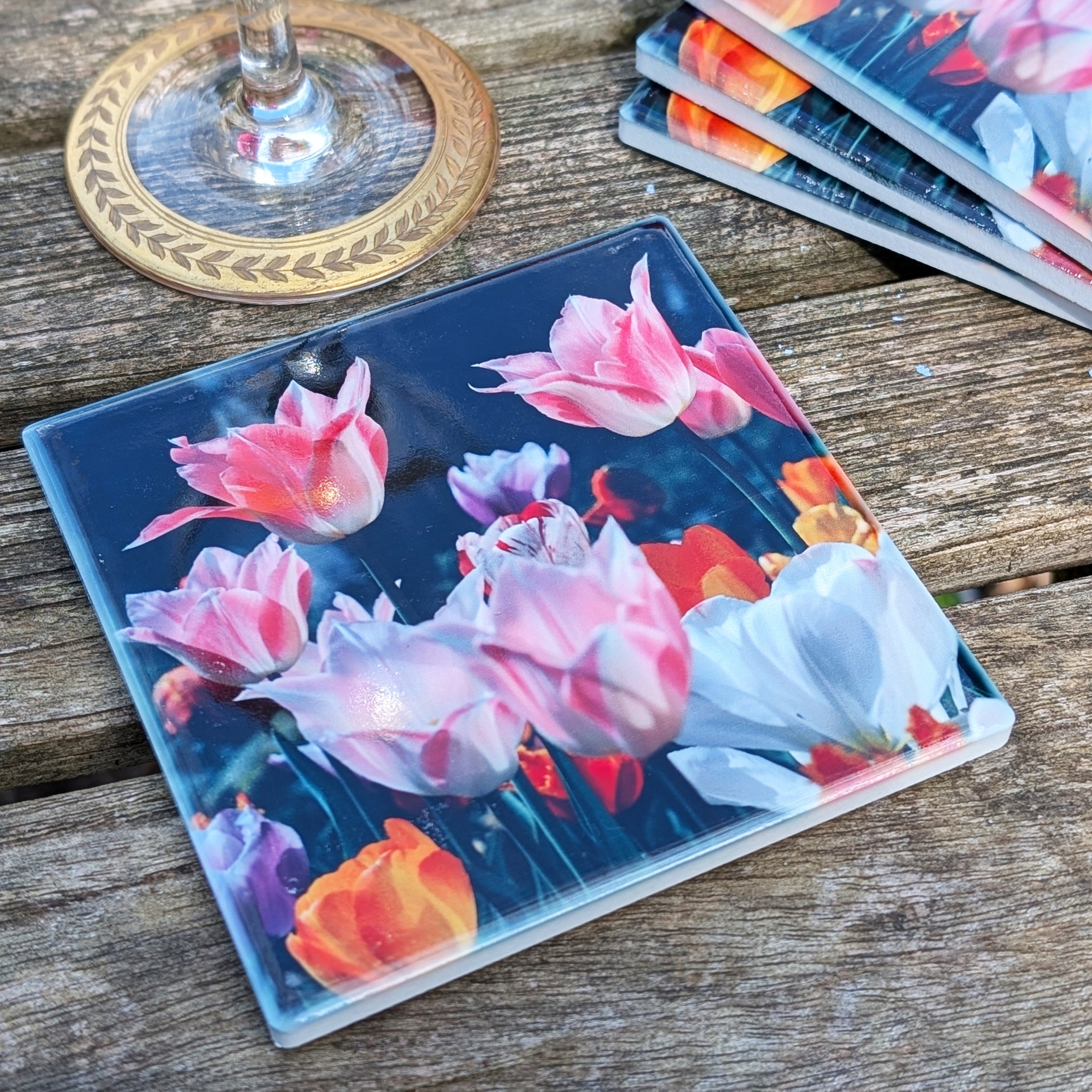 Tulip ceramic coasters - set of 4