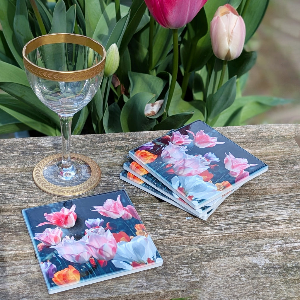 Tulip ceramic coasters - set of 4