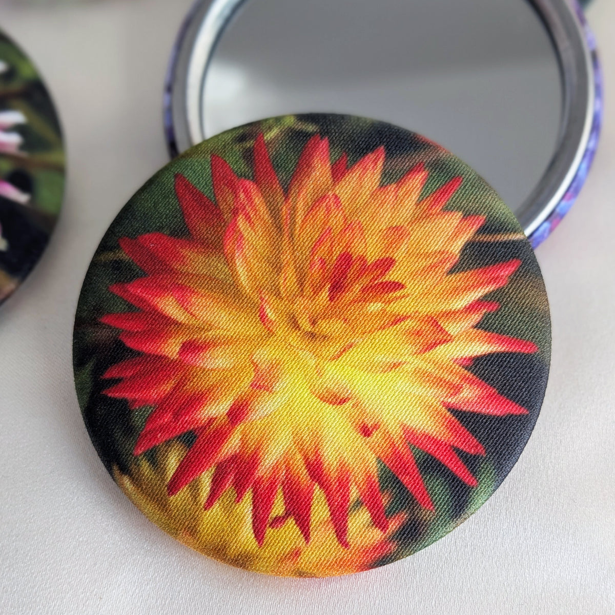 Flower fabric pocket mirror - choice of 12 Designs