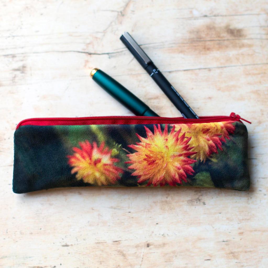 Flower pencil case - luxury velvet