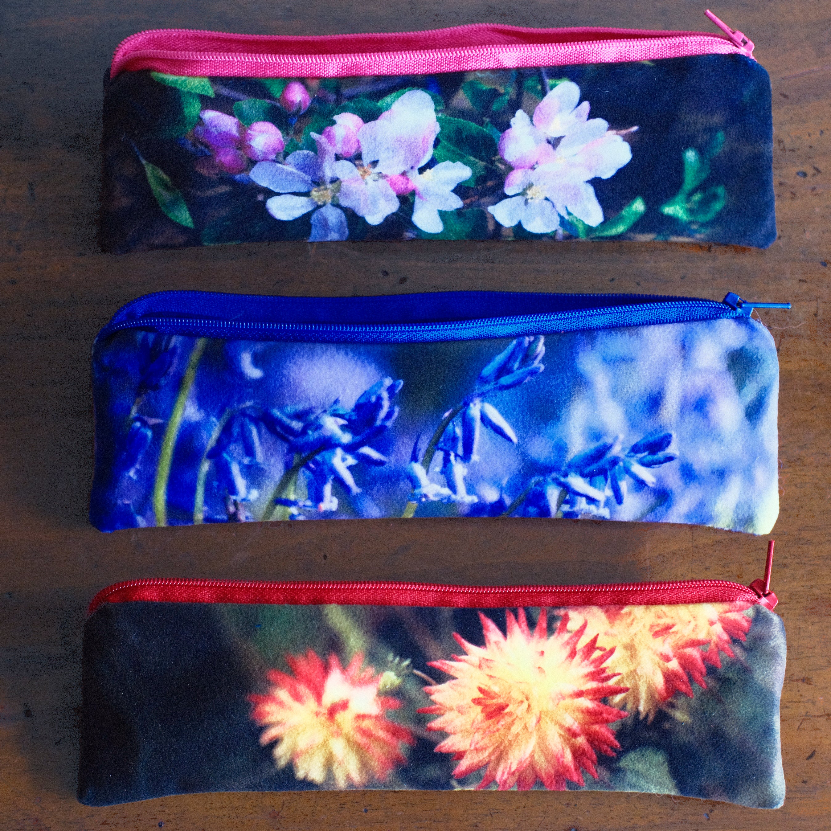 Orange Dahlia Velvet Pencil Case
