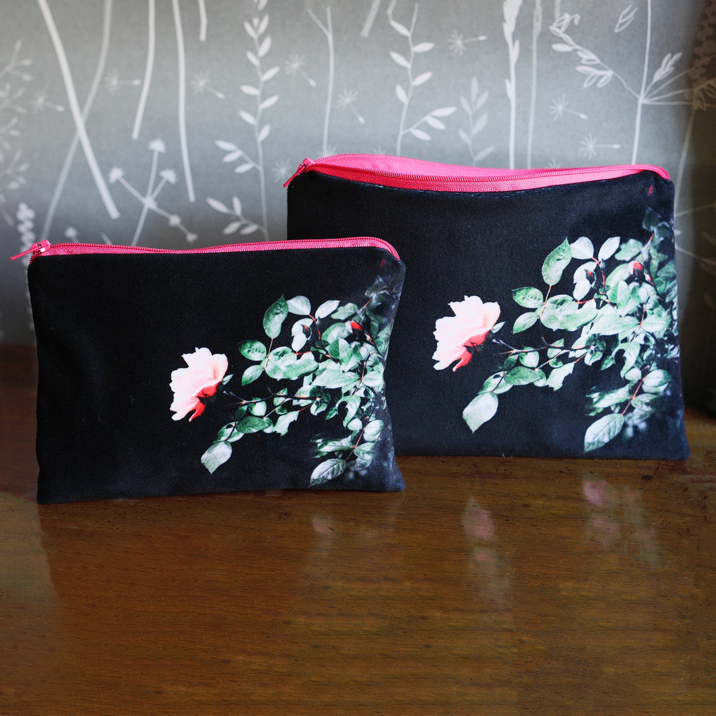Pink Rose Velvet pouch