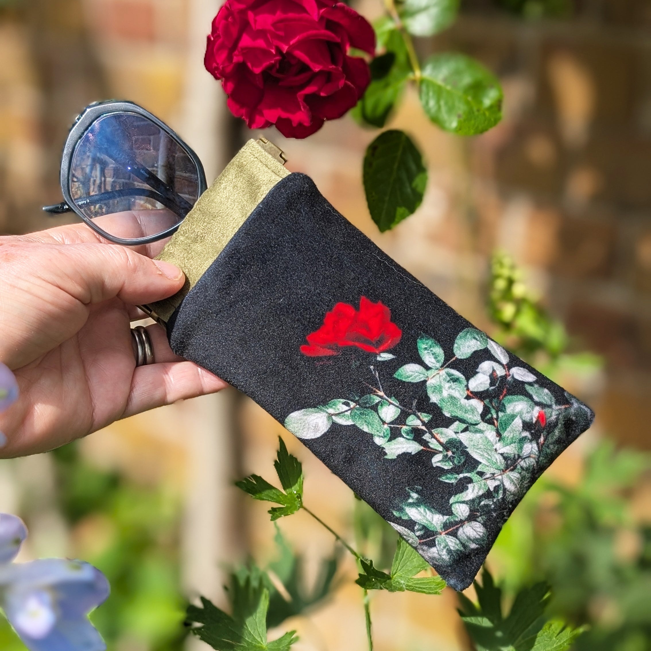 Red Rose Velvet Glasses Case