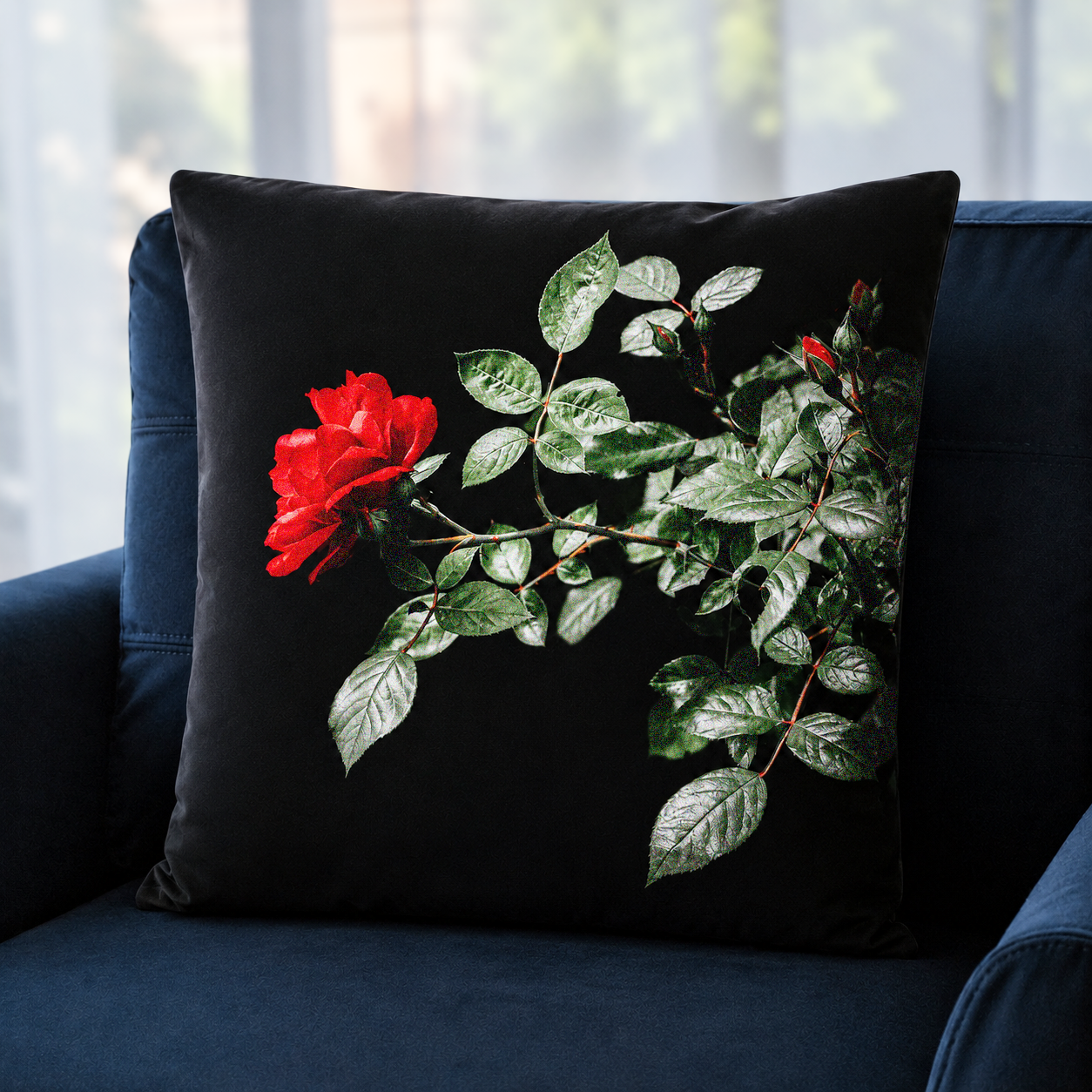 Red Rose Velvet Cushion