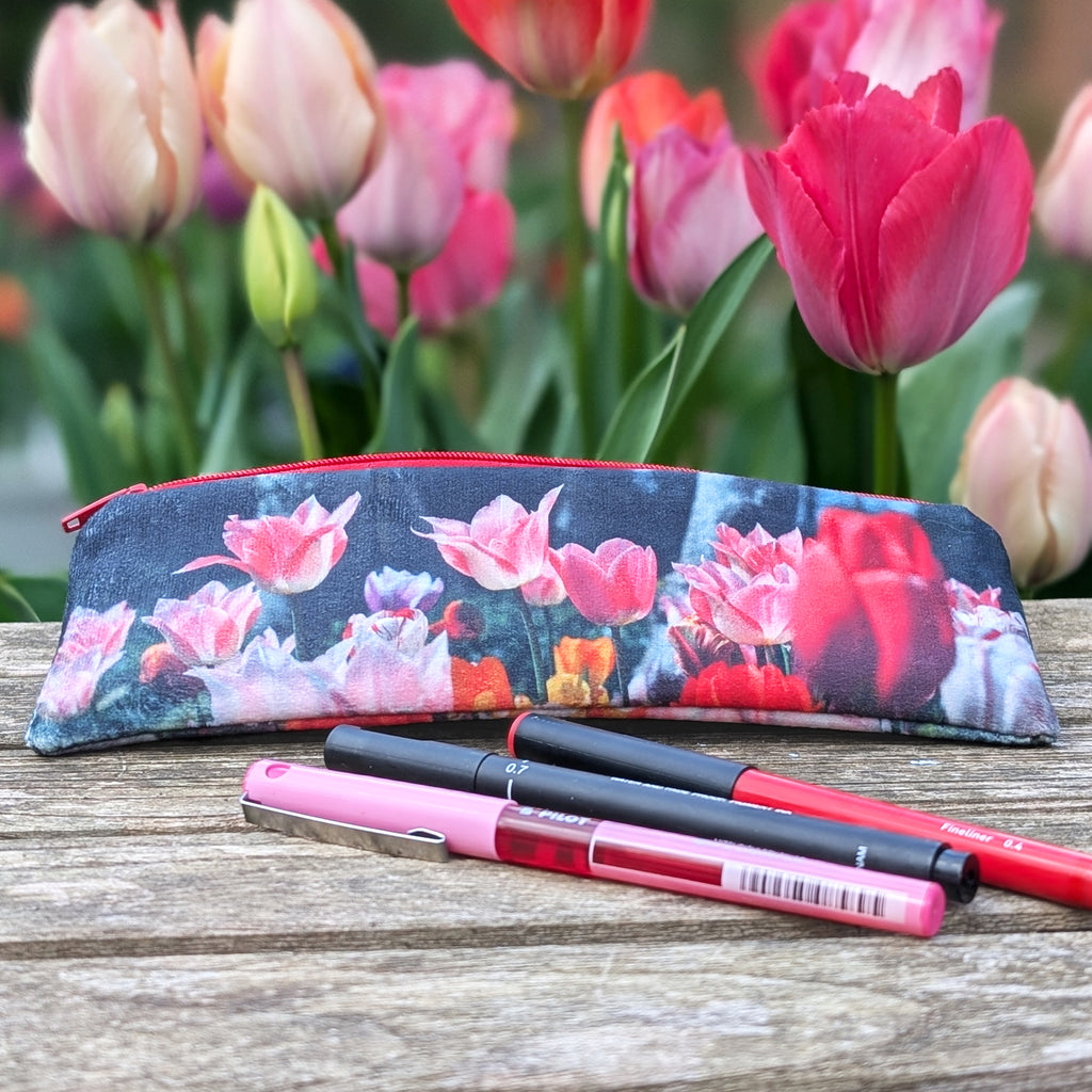 Tulip velvet pencil case