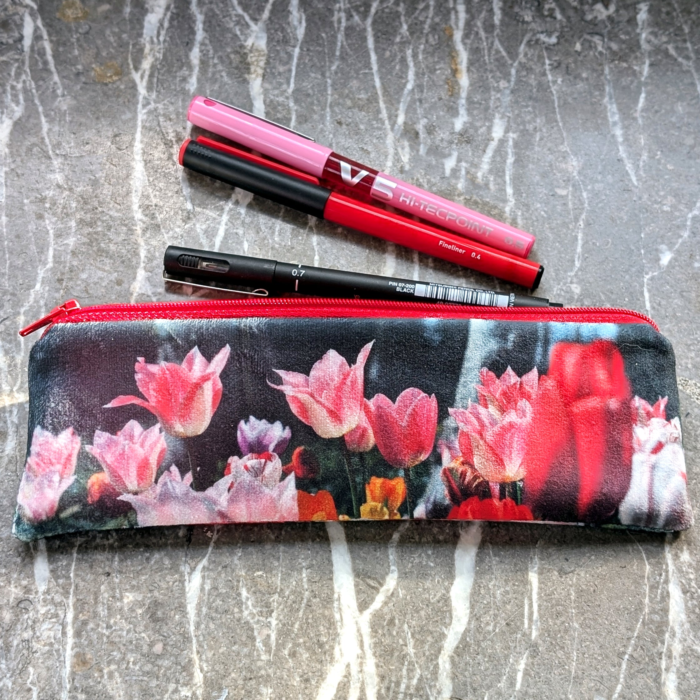 Tulip velvet pencil case