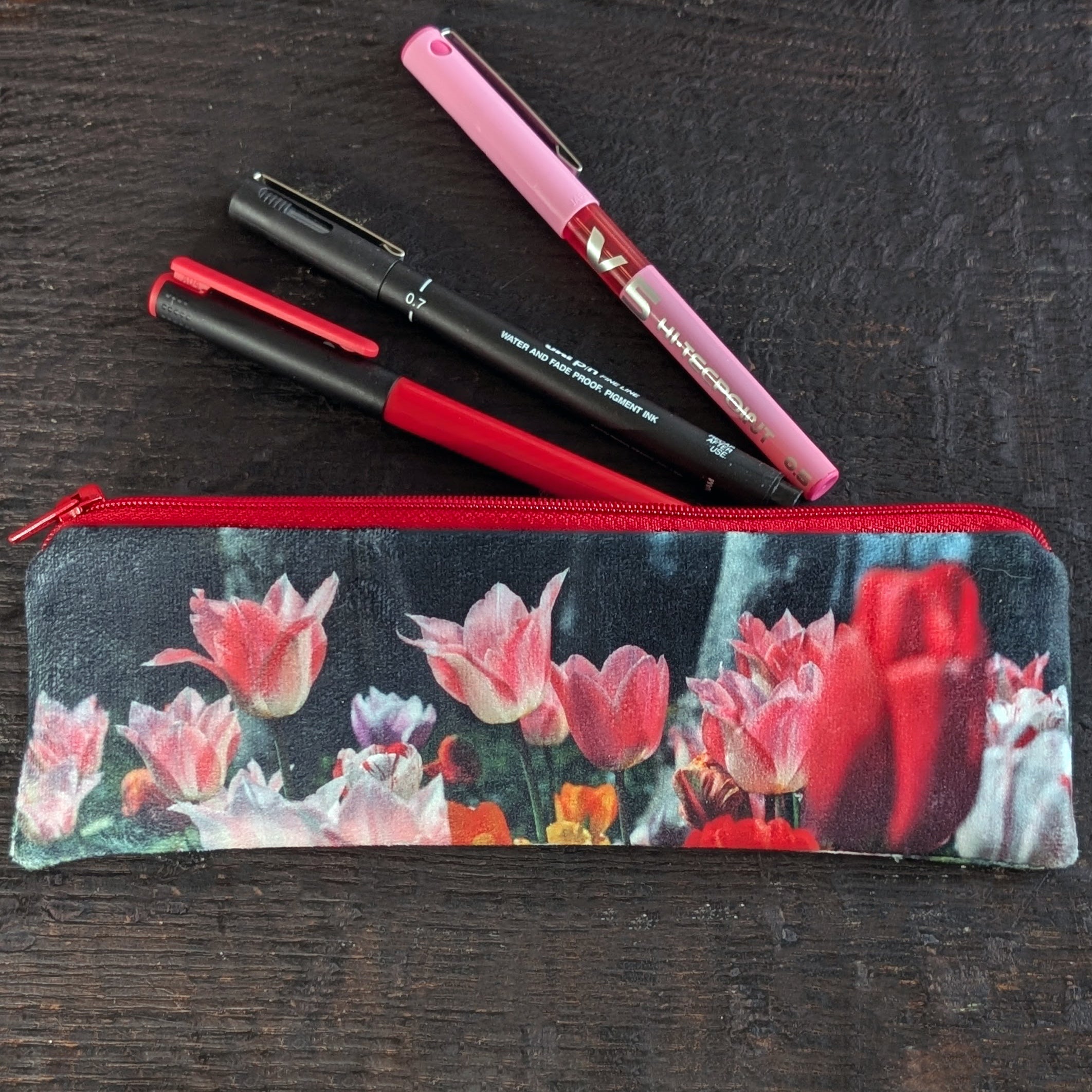 Tulip velvet pencil case